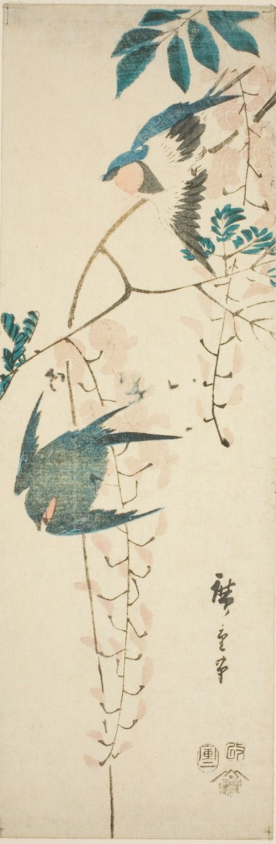 Rondini e glicine da Utagawa Hiroshige
