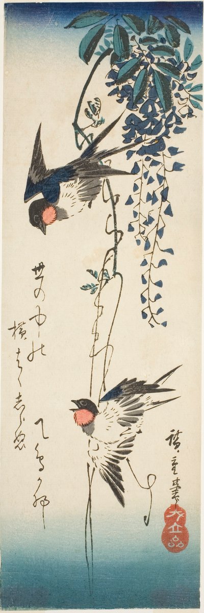 Rondini e glicine da Utagawa Hiroshige