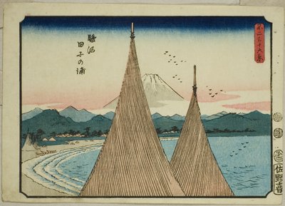 Baia di Tago nella provincia di Suruga (Suruga Tago-no-ura), dalla serie "Trentasei vedute del Monte Fuji (Fuji sanjurokkei)" da Utagawa Hiroshige