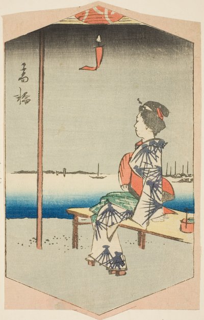 Takanawa, sezione di un foglio dalla serie "Immagini ritagliate di luoghi famosi di Edo (Edo meisho harimaze zue)" da Utagawa Hiroshige