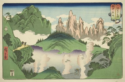 Tateyama nella provincia di Etchu, dalla serie "Incontri di lotta tra montagne e mari" da Utagawa Hiroshige