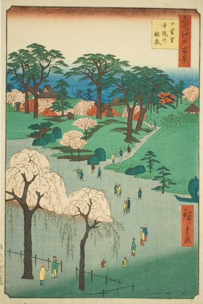 Giardini del tempio a Nippori, dalla serie "Cento vedute famose di Edo" da Utagawa Hiroshige