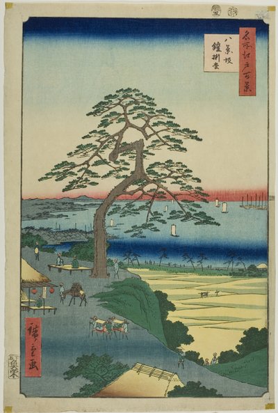 Il pino dalle corazze di Hakkeizaka (Hakkeizaka Yoroikakematsu), dalla serie "Cento vedute famose di Edo (Meisho Edo hyakkei)". da Utagawa Hiroshige