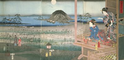 La Signora Fujitsubo osserva il Principe Genji partire al chiaro di luna, 1853 da Utagawa Hiroshige