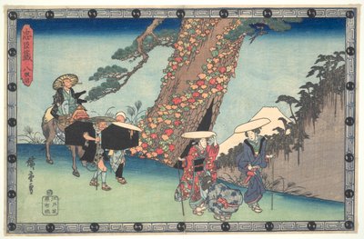 La Lega Leale dei Quarantasette Rōnin (Chūshingura), Atto VIII: La moglie e la figlia di Honzō in viaggio verso Kyoto da Utagawa Hiroshige
