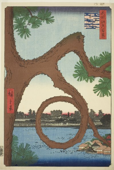 Il pino della luna nei terreni del tempio a Ueno, dalla serie "Cento famosi vedute di Edo" da Utagawa Hiroshige