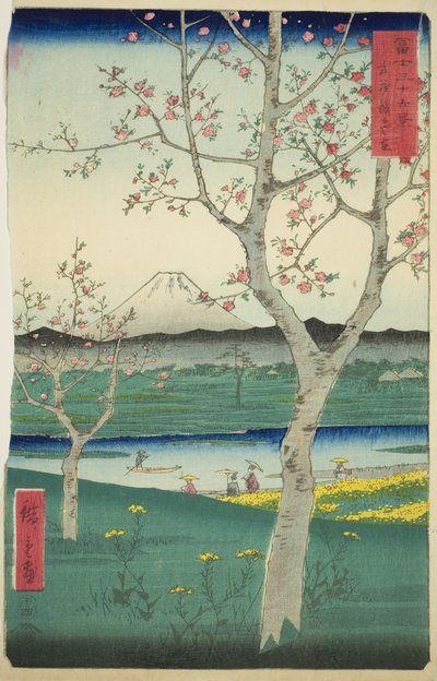 I dintorni di Koshigaya nella provincia di Musashi (Musashi Koshigaya zai), dalla serie "Trentasei vedute del Monte Fuji (Fuji sanjurokkei)" da Utagawa Hiroshige