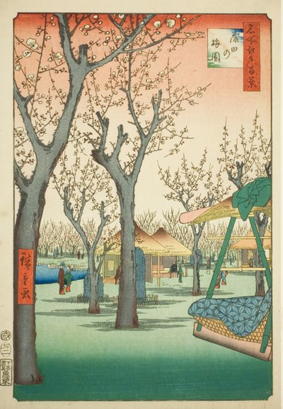 Il frutteto di prugne a Kamata (Kamata no umezono), n. 27 della serie "Cento vedute famose di Edo (Meisho Edo hyakkei)". da Utagawa Hiroshige