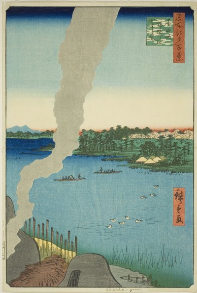 Fornaci di piastrelle e traghetto Hashiba sul fiume Sumida, dalla serie "Cento vedute famose di Edo" da Utagawa Hiroshige