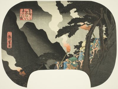 Viaggio notturno nelle montagne di Hakone al confine delle province di Izu e Sagami, dalla serie "Luoghi famosi nelle varie province" da Utagawa Hiroshige