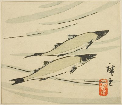 Trota, sezione di un foglio harimaze da Utagawa Hiroshige