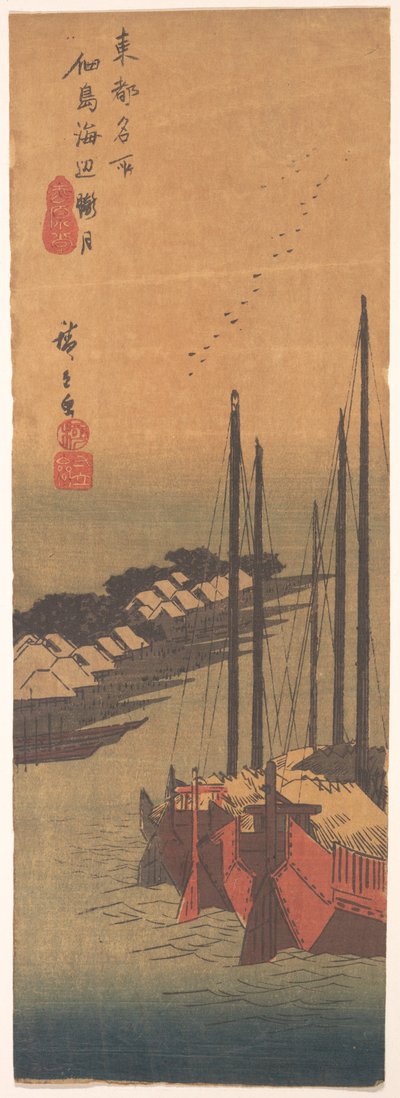 Tsukudajima no Oborozuki da Utagawa Hiroshige