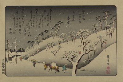 Neve al crepuscolo sulla collina di Asuka. Dalla serie Otto vedute nei dintorni di Edo, 1838 da Utagawa Hiroshige