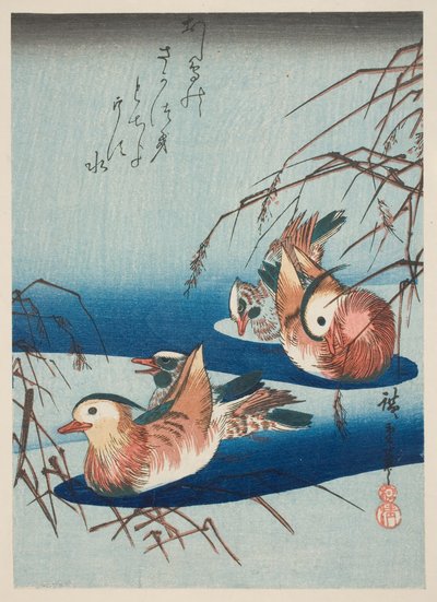 Due coppie di anatre mandarino da Utagawa Hiroshige