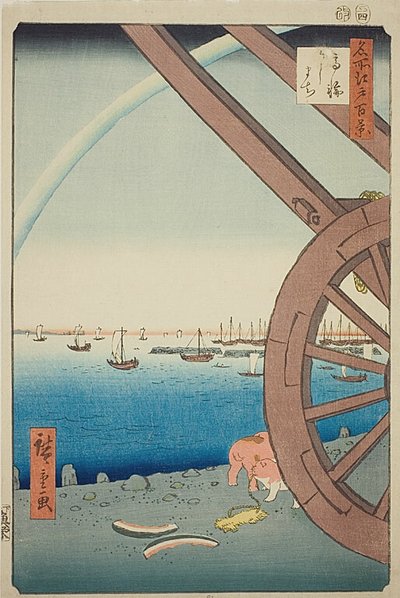 Ushimachi a Takanawa (Takanawa Ushimachi), n. 81 della serie "Cento vedute famose di Edo (Meisho Edo hyakkei)". da Utagawa Hiroshige
