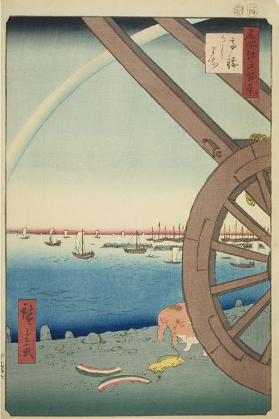 Ushimachi a Takanawa (Takanawa Ushimachi), dalla serie "Cento vedute famose di Edo (Meisho Edo hyakkei)" da Utagawa Hiroshige