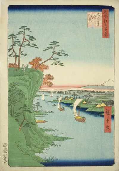 Veduta di Konodai e del fiume Tone, dalla serie "Cento vedute famose di Edo" da Utagawa Hiroshige