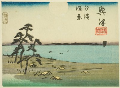 Veduta di Shiohama e Kiyomigaseki a Okitsu, dalla serie "Immagini ritagliate della strada Tokaido" da Utagawa Hiroshige