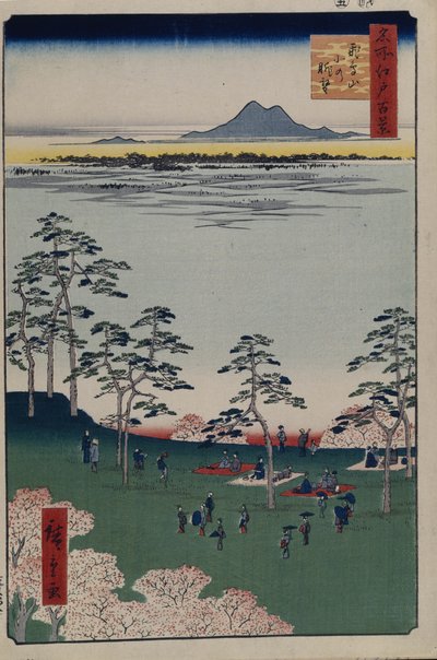 Vista a nord da Asukayama, Cento famosi panorami di Edo, 1856-1858 da Utagawa Hiroshige