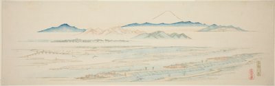 Villaggio di Tamagawa (Tamagawa no sato), da una serie senza titolo di vedute famose dei sobborghi di Edo da Utagawa Hiroshige