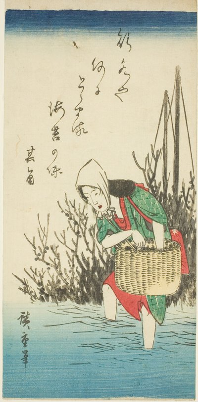 Donna che Raccoglie Alghe da Utagawa Hiroshige