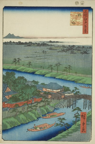 Yanagishima, dalla serie "Cento famosi vedute di Edo (Meisho Edo hyakkei)" da Utagawa Hiroshige