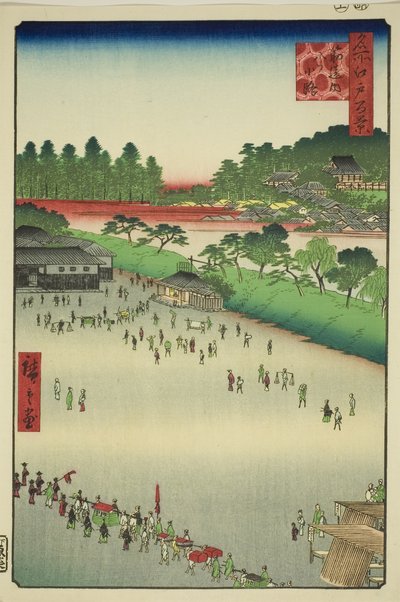 Yatsukoji, Dentro la Porta Sujikai (Sujikai-uchi Yatsukoji), dalla serie "Cento Vedute Famose di Edo (Meisho Edo hyakkei)" da Utagawa Hiroshige