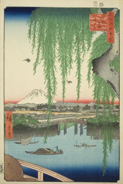 Ponte Yatsumi (Yatsumi no hashi), dalla serie "Cento vedute famose di Edo (Meisho Edo hyakkei)" da Utagawa Hiroshige