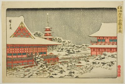 Fiera di fine anno al tempio Kinryuzan ad Asakusa (Asakusa Kinryuzan toshi no ichi), dalla serie "Luoghi famosi della capitale orientale (Toto meisho)" da Utagawa Hiroshige