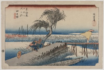 Yokkaichi: Vista del fiume Mie, dalla serie Le Cinquantatré Stazioni del Tokaido, c1833-34 da Utagawa Hiroshige