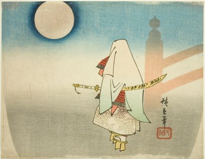 Yoshitsune attende Benkei al ponte Gojo da Utagawa Hiroshige