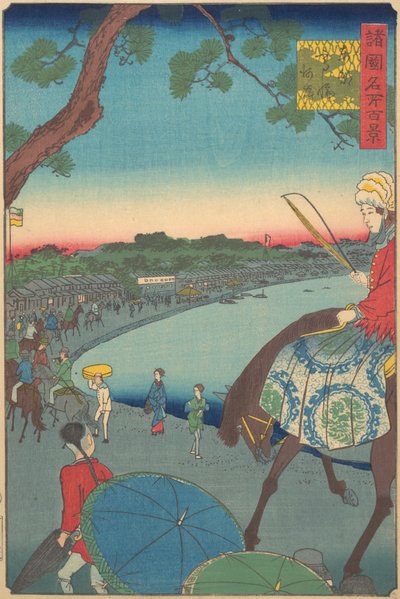 Stranieri a Cavallo Lungo la Costa a Takanawa nella Capitale Orientale, 9° mese, 1861 da Utagawa Hiroshige II