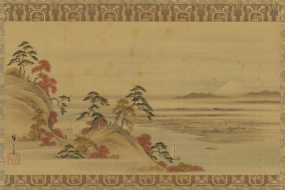 Paesaggio fluviale: fogliame rosso e Monte Fuji, periodo Edo, metà XIX secolo da Utagawa Hiroshige II