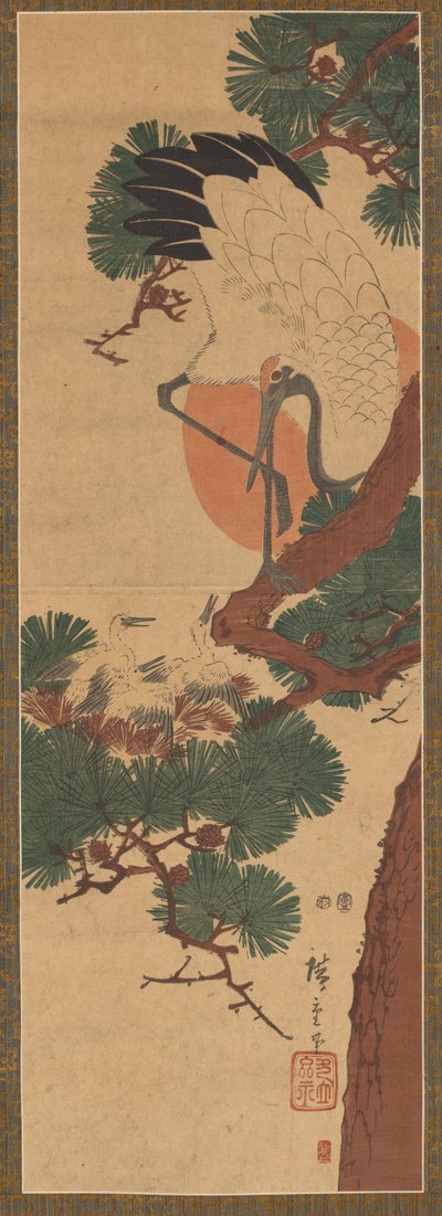 Cicogna, Sole e Pino da Utagawa Hiroshige II