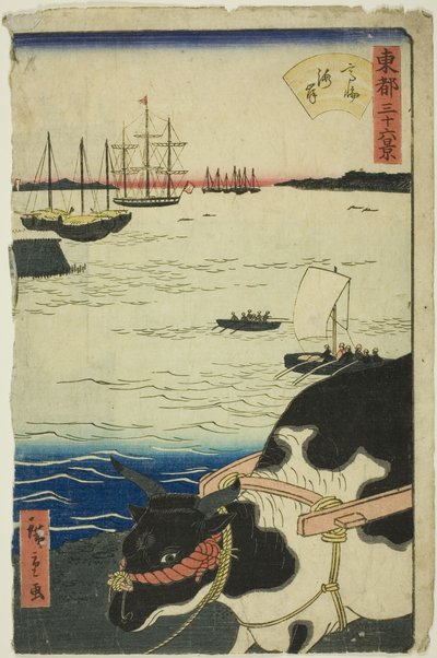 La spiaggia di Takanawa, dalla serie "Trentasei vedute della capitale orientale" da Utagawa Hiroshige II