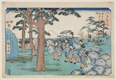 Visita ai ciliegi in fiore sulla collina di Asuka da Utagawa II Hiroshige