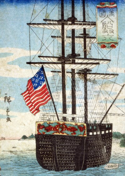 Navi straniere che fanno scalo al porto da Utagawa II Hiroshige