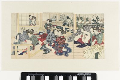Coppie innamorate su una terrazza in inverno da Utagawa Kunisada (I)