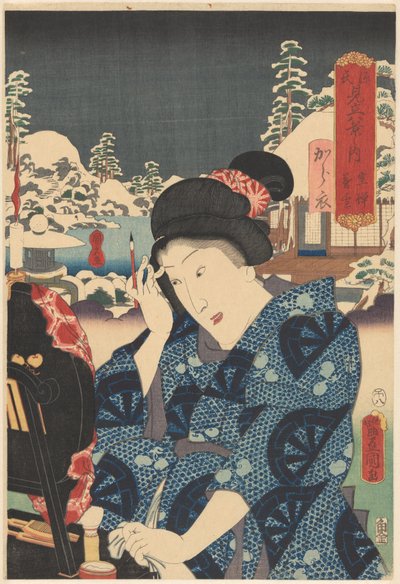 Neve persistente su Utsusemi (serie Genji abbinato alle Otto Vedute) da Utagawa Kunisada (I)