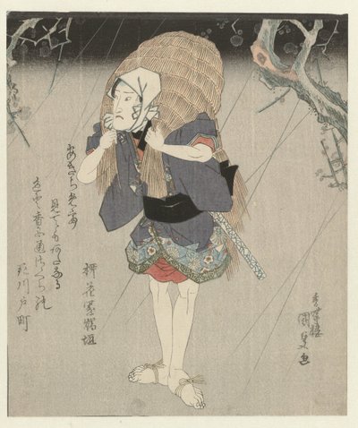 Uomo in impermeabile di paglia da Utagawa Kunisada (I)