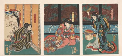 Scena dalla commedia La montagna dello specchio da Utagawa Kunisada (I)