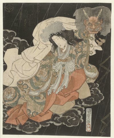 Donna con maschera demoniaca tra le nuvole da Utagawa Kunisada (I)