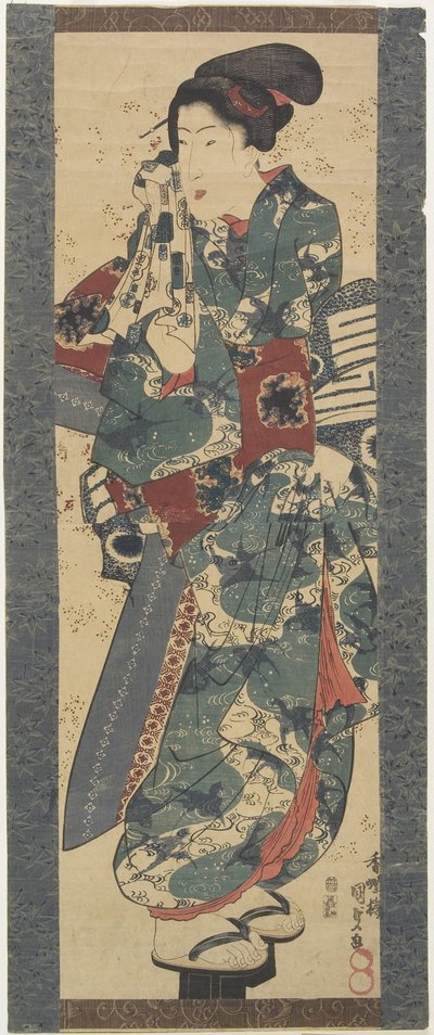 Donna che tiene un asciugamano, 1843-1847 da Utagawa Kunisada