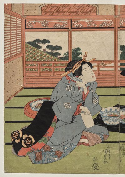 Una Vista della Grande Nuova Sala a Sakurai da Utagawa Kunisada