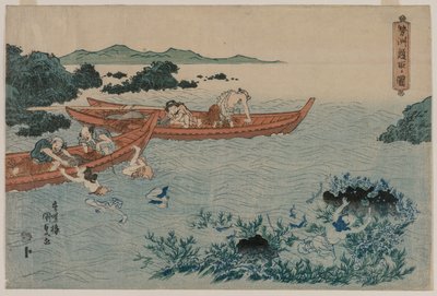 Sommozzatori di Abalone al Largo di Ise, da una Serie di Paesaggi Senza Titolo da Utagawa Kunisada