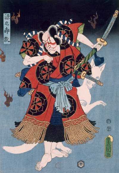 Bando Kamezo come Yokawa Kakuhan in una scena da Sembonzakura, pub. 1856 da Utagawa Kunisada