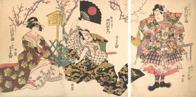 Scena Kabuki al campo di Kumagai, dal dramma La cronaca della battaglia di Ichinotani da Utagawa Kunisada