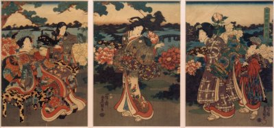 Farfalle e peonie da Utagawa Kunisada