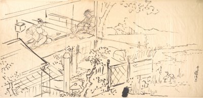 Due cortigiane che godono della vista da una casa da tè da Utagawa Kunisada