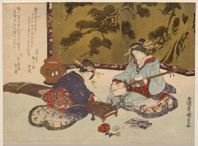 Due cortigiane che suonano strumenti musicali da Utagawa Kunisada